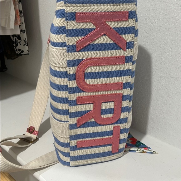 Kurt Geiger Blue and Cream Striped Tote